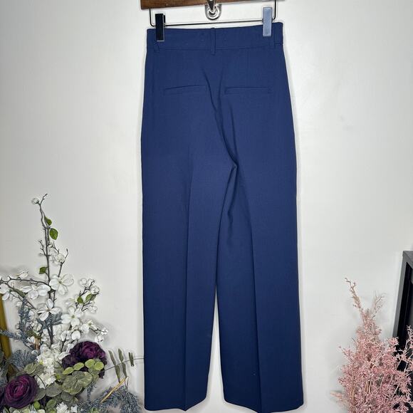 ABERCROMBIE & FITCH Tailored Wide Leg Pant Navy Blue Sz XS {3D23} - Picture 3 of 5